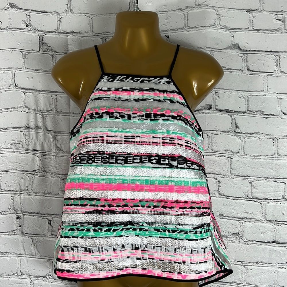 NEW Milly crop top halter top stripes multicolored size small
